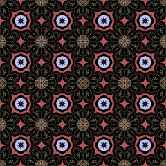 Seamless floral pattern, tiled background, geometric shapes