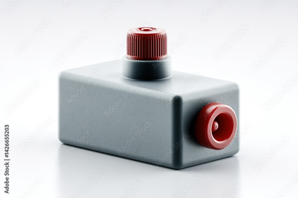 Poster container with red cap for liquids placed on a clean surface showcasing modern design and functional