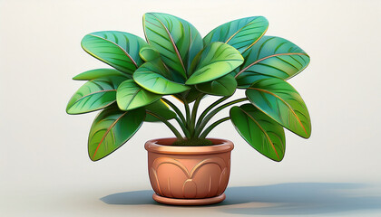 Obraz premium potted house plant plant in a pot on white background illustration