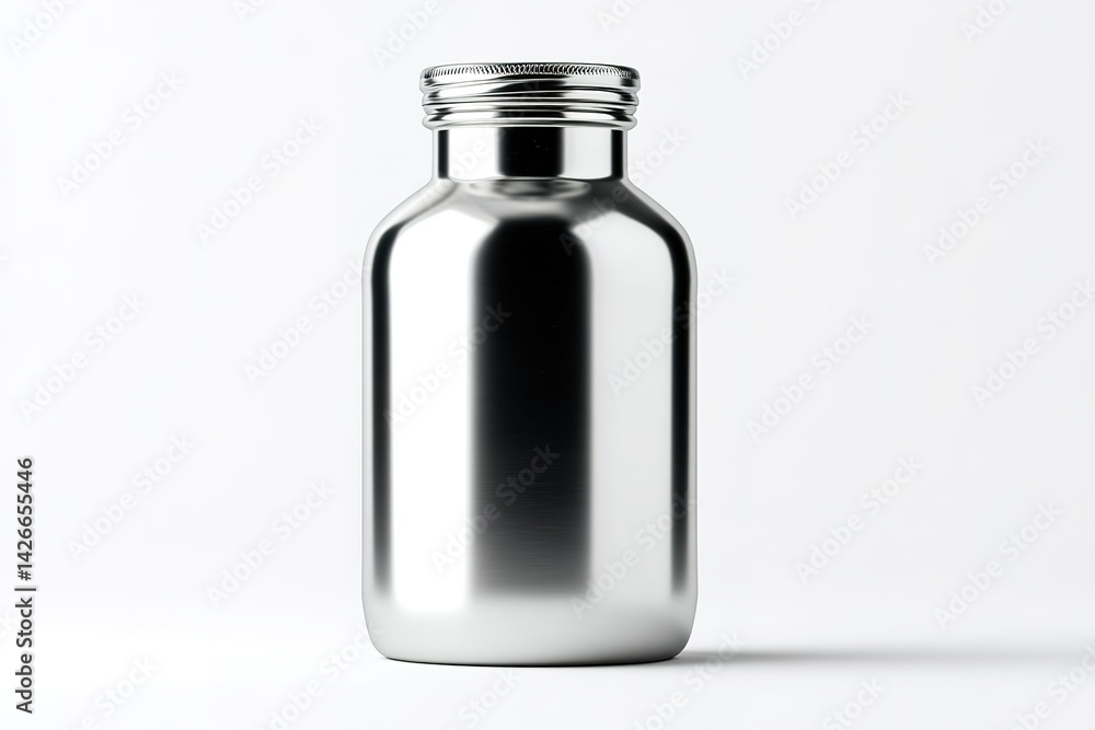 Aufkleber reflective metal jar showcases sleek design in minimalistic setting perfect for storage or display