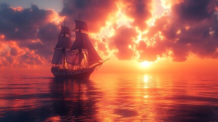 Fototapeta premium Dramatic sky pirate ship pictures