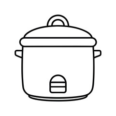 Minimalist line art of a rice cooker appliance for food preparation and kitchen design