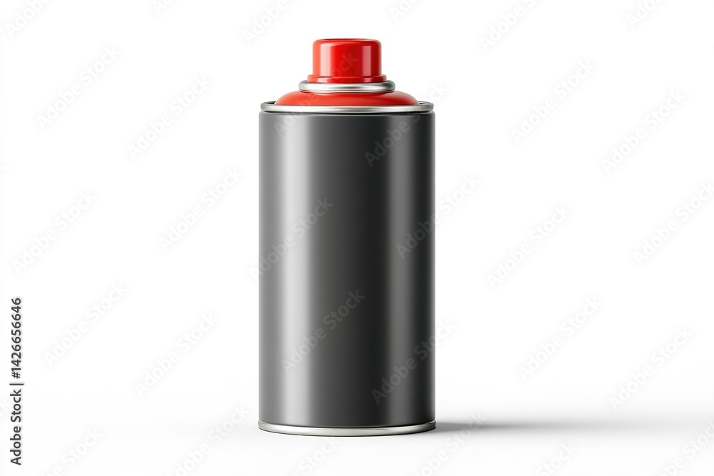 Poster spray can with a vibrant red cap against a plain background showcasing its design and colors