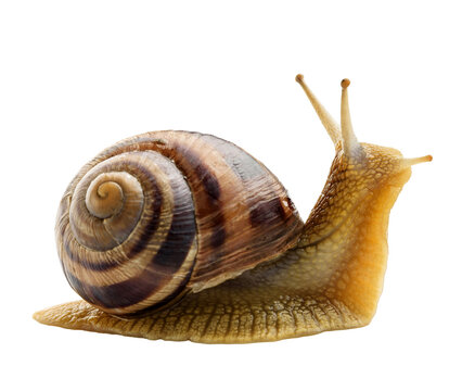 Grape snail isolated on white background close-up.