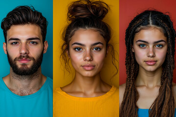 A group of three people with different colored hair styles