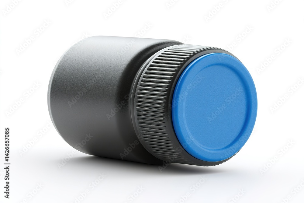 Poster container with blue lid on a plain background, showcasing a modern design suitable for various uses