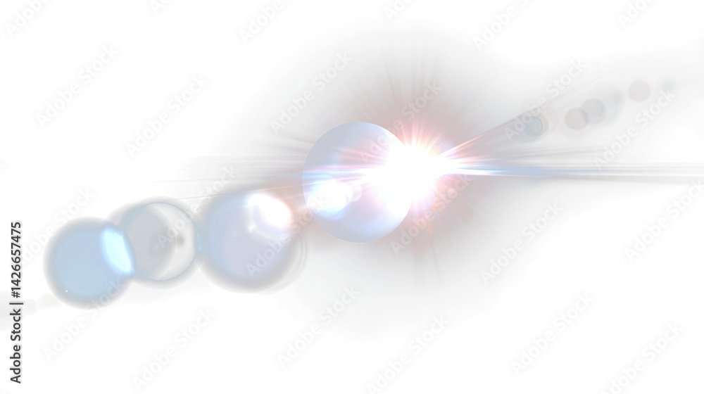 Aufkleber Bright transparent lens flare effect with glowing light and bokeh on transparency background for overlay or design