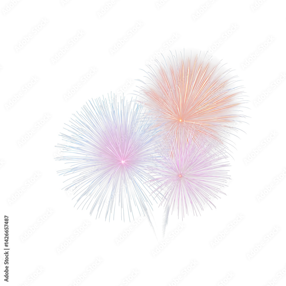 Aufkleber colorful fireworks burst on transparent background creating festive and joyful celebration scene per