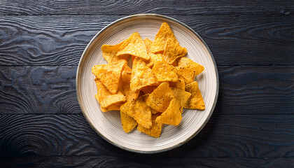 corn chips on a plate top view