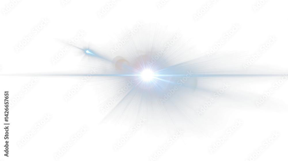 Aufkleber bright light burst with blue rays and lens flare on transparent background creates dynamic and energ