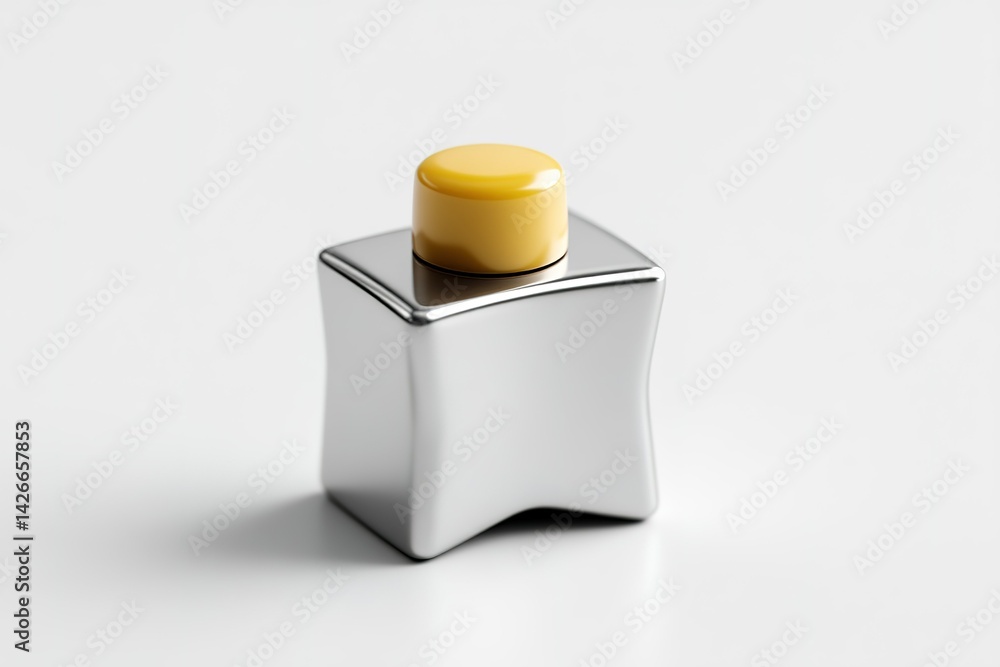 Poster unique star-shaped container with a yellow cap on a white background showcasing modern design elemen
