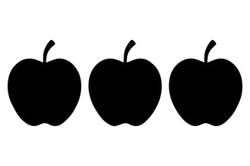 Simple 3 set of Apple silhouette icon on White Background

