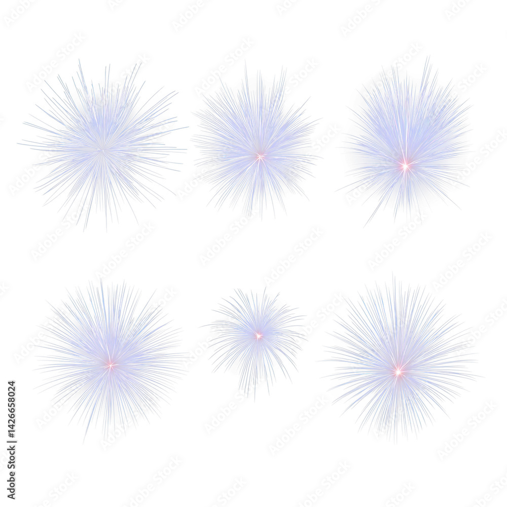 Leinwandbilder Blue fireworks burst with glowing effect on transparent background create festive and celebratory mood for various design projects