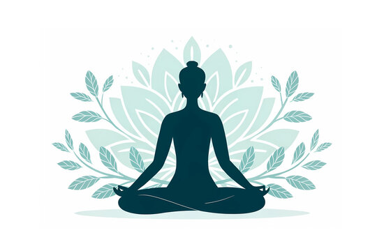 silhouette of a woman meditating