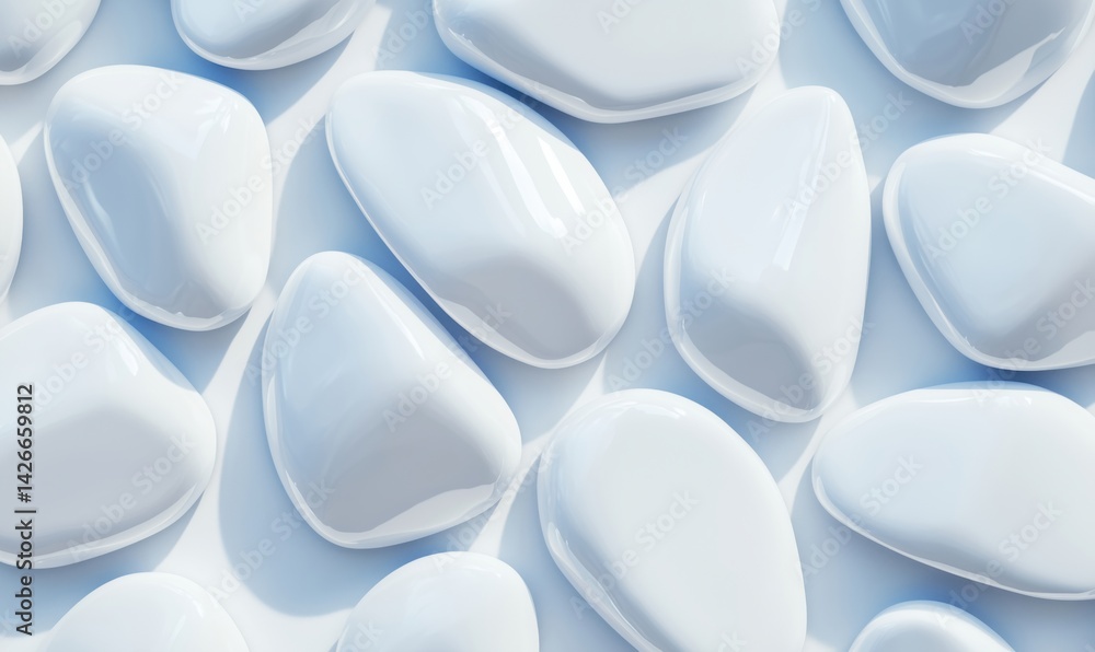 Poster smooth white pebbles arranged in a seamless pattern for background or texture design