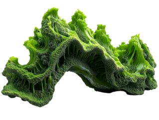 Abstract, organic, green form.  Complex, textured,  biological structure