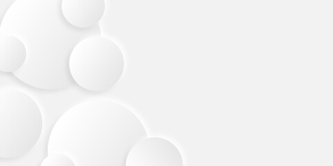Abstract white background with 3D circles pattern, interesting white grey vector background.Futuristic abstract background. Glowing circle lines design.Suit for poster, banner, cover, presentation,etc