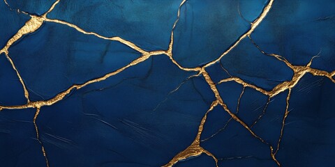 Blue and Gold Cracked Texture Background for Elegant Design Projects