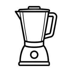 Simple black and white line art illustration of a modern kitchen blender appliance
