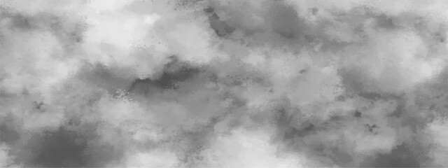Abstract black and white silver ink effect cloudy grunge texture. Black and white ink effect water color illustration. Storm background with gray clouds. Smoky effect for photos and artworks.