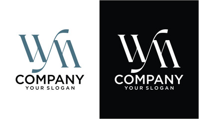 Creative Alphabet letters Initials Monogram logo MW, WM, M and W