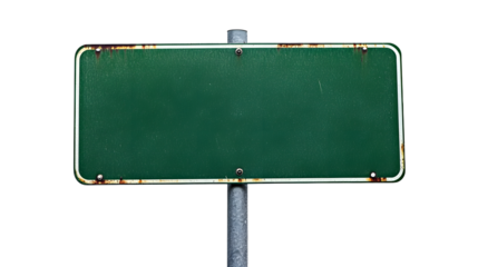 Empty blank green street road sign isolated on white background