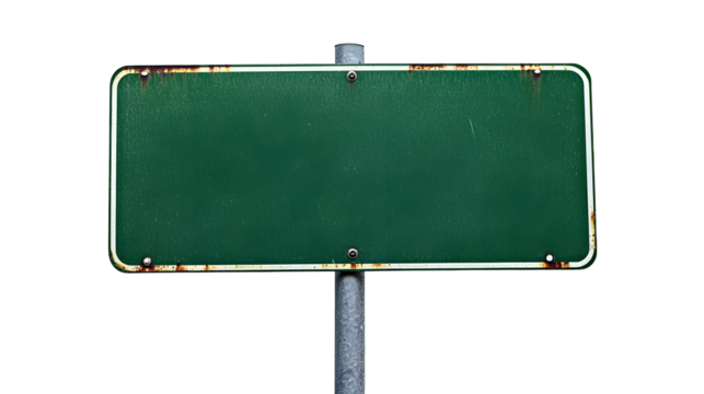Empty blank green street road sign isolated on white background - Powered by Adobe