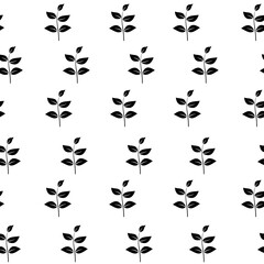 seamless pattern of in a row leaves silhouette in black color