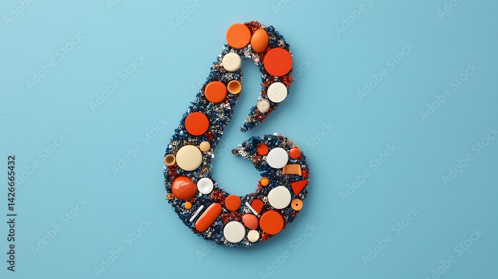 Poster creative musical notes composed of assorted objects in abstract arrangement