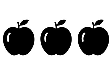 Simple 3 set of Apple silhouette icon on White Background
