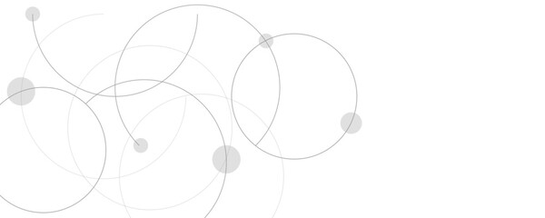 Geometric gray color circles lines and dots abstract background. Communication technology and network concept banner design. Vector illustration.