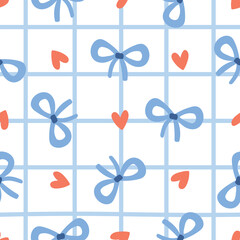 Blue Bows Pattern Ribbon Background Cute Bow Seamless Pattern