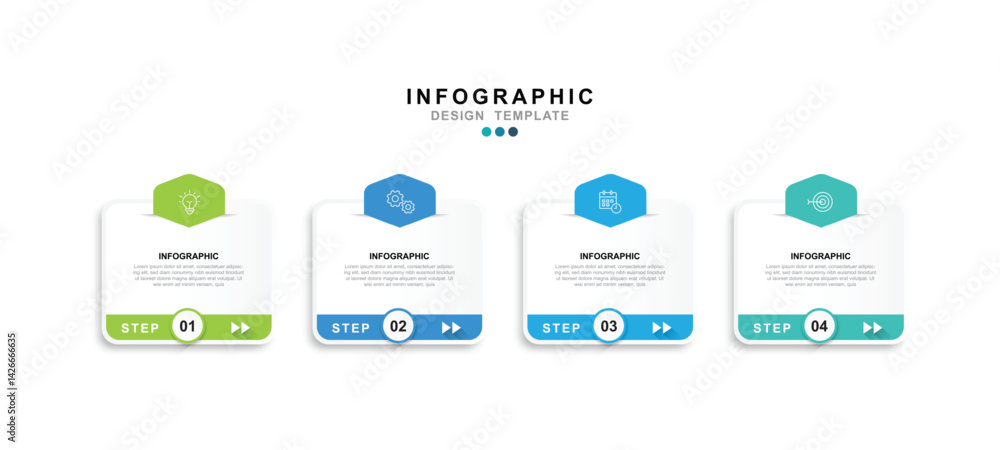 Poster infographic 4 options design elements for your business data. vector illustration.