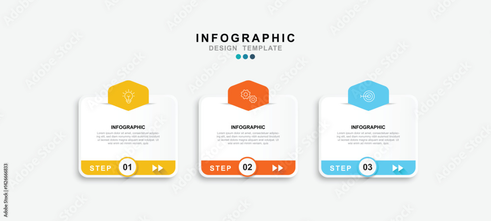 Fototapete vector infographic label design template with icons and 3 options or steps. for your business data. 