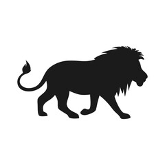 A Lion Majestic The King of the Jungle in Motion Animal Icon Wildlife Silhouette Vector White Background 