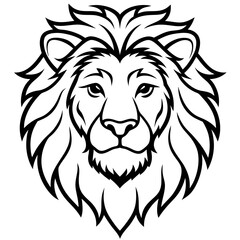 Lion head line art vector illustration