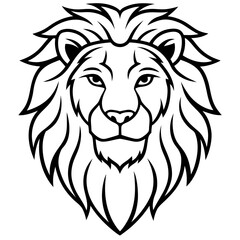 Lion head line art vector illustration