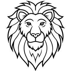 Lion head line art vector illustration