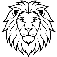 Lion head line art vector illustration