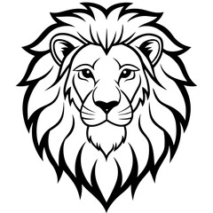 Lion head line art vector illustration