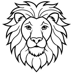 Lion head line art vector illustration