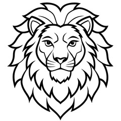 Lion head line art vector illustration