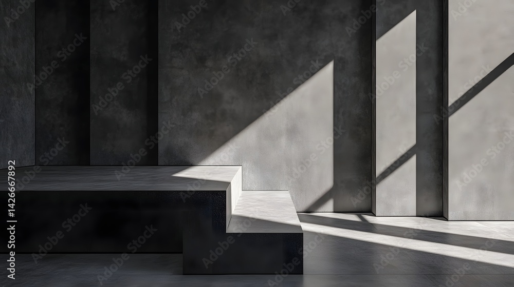 Poster sharp-edged geometric shadows create minimalist design in monochrome architecture