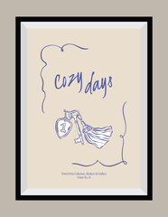 La Dolce Vita illustrations with an aesthetic quote in a poster frame. Sketch style travel doodles.