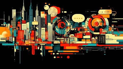Obraz premium Abstract cityscape depicting a futuristic New York.