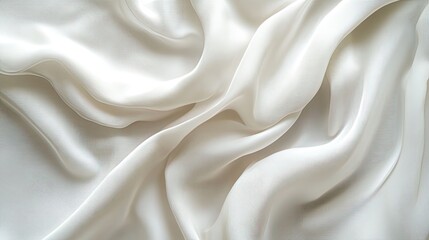 Obraz premium Flowing white silk fabric on pure white background textile art minimalist design textured elegance