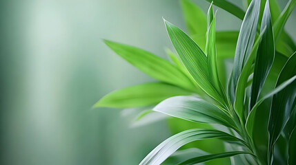 Fototapeta premium Close Up Of Lush Green Leaves With Water Droplets