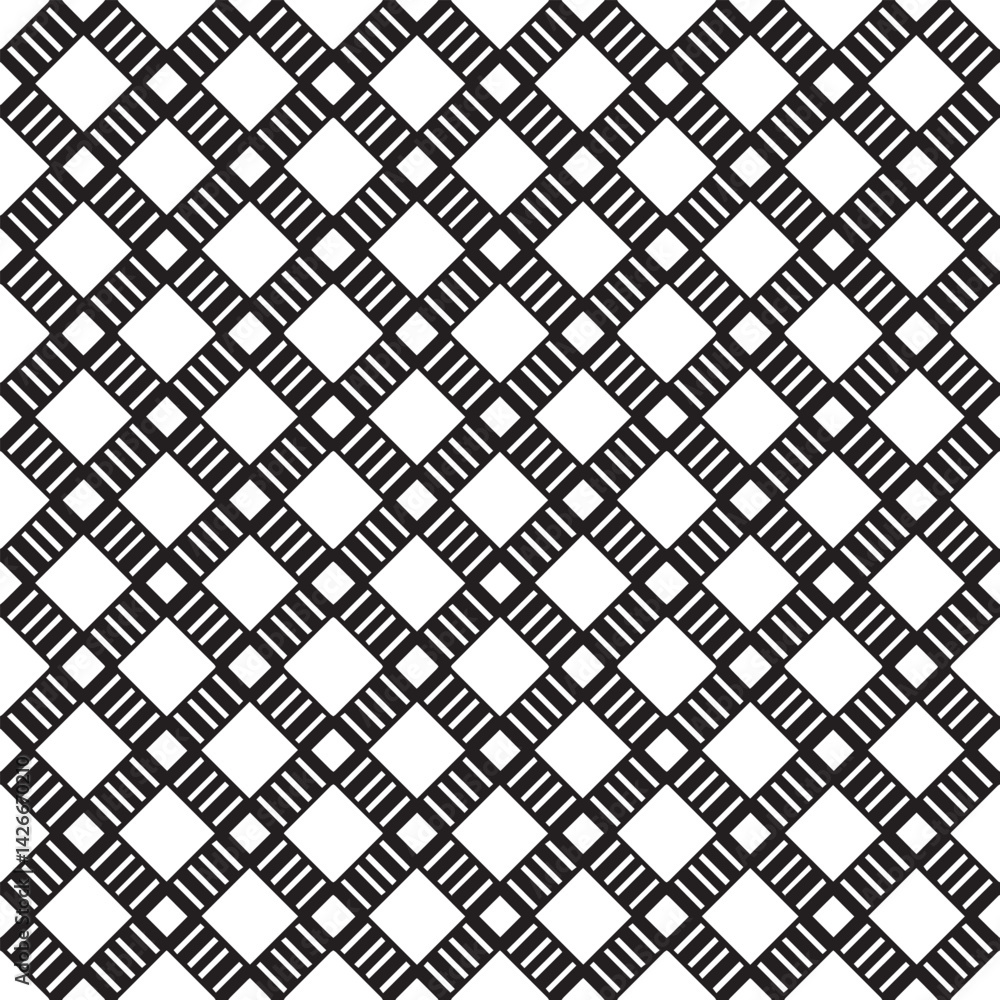 Poster geometric pattern interlaced diamonds with dashed lines