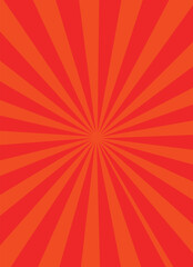 Abstract orange red sunburst background with sun ray. Pattern of starburst. Texture with light of sunburst. Radial beam of sunlight. Retro background with flash. Design of sunbeams.