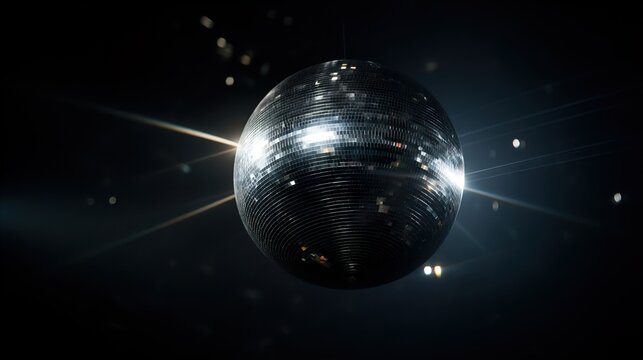 Glimmering disco ball reflecting light creating a sparkling party atmosphere and adding retro flair to dance floors and celebrations lowercase
